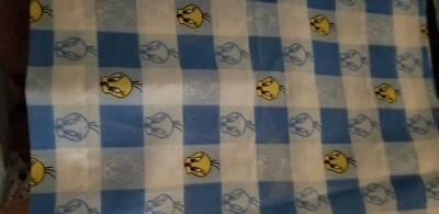 Tweety Bird 1998 Dan River Blue Checkered Curtain Valance 17" x 86” NEW - Image 1 of 2