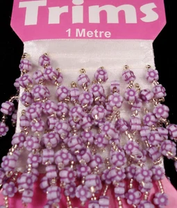 Cuentas con cuentas de flores violetas de 1 m para disfraces pantallas artesanales - Imagen 1 de 2