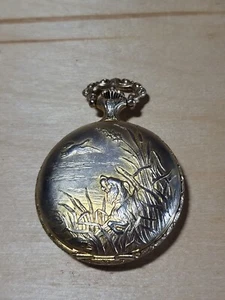 Andre Rivalle Pocket Watch 17 Jewels Shock Bird & Dog & Duck Gold Plated Working - Picture 1 of 7