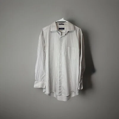 Roberto Villini Hombre Viaje Grande 16 1/2 32-33 Blanco Gris Azul Rojo Rayas Foto 1 de 4