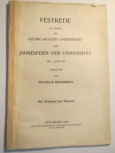 Wilhelm Meinardus - Der Kreislauf des Wassers - Universität Göttingen - 1918 - Bild 1 von 1