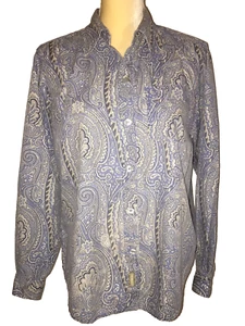 Liz Claiborne Women's Shirt Paisley Button Down Shirt Blouse Size M Gray Cotton - Picture 1 of 11