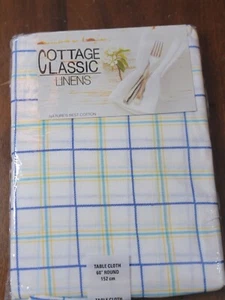 Cottage Classic Bettwäsche Sunny Skies Plaid 60" Runde Tischdecke-Karo-Frühling - Bild 1 von 6