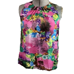 Peter Som Silk Tank Blouse Anthropologie Colorful Top Business Casual Size 4 - Picture 1 of 12