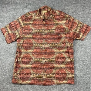 NATURAL ISSUE Shirt Men's Large Rayon Button Up Aztec Tribal Print Hawaiian Beac - Foto 1 di 8