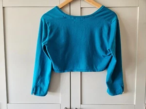 Monsoon light blue crop bolero shrug cover up, sparkly cuff beads - UK 16 - Picture 1 of 6