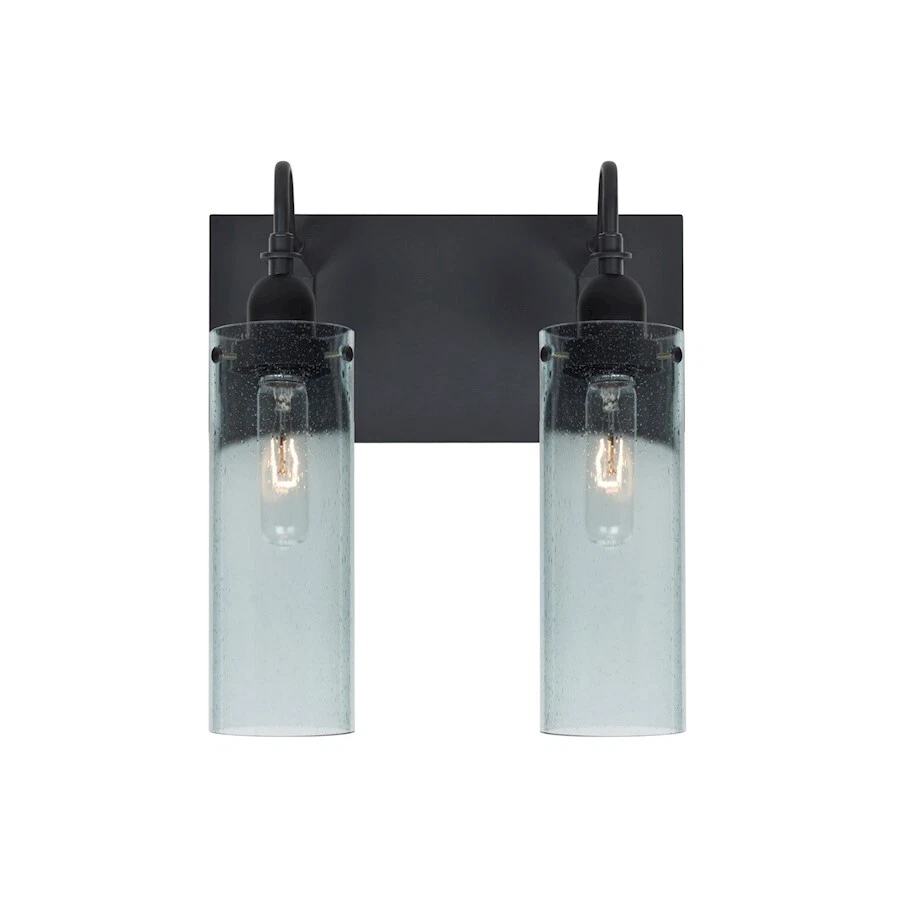 Besa Lighting Juni 10 2 Light Bathroom Vanity, Black/Blue - 2WG-JUNI10BL-BK - Image 1 of 1