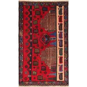 handmade Afghan Traditional Scenery Pictorial home Deocr Carpet 2'9x4'9ft-G18874 - Picture 1 of 6
