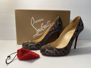 Christian Louboutin Fifi Pumps High Heels Leopard iridescent Silver Gold 36/5.5 - Picture 1 of 12