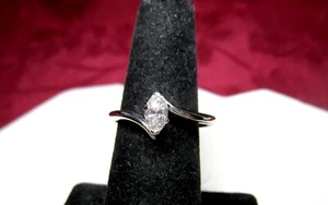 P14K CR WHITE GOLD MARQUISE CUT .45CTW ENGAGEMENT RING SIZE 7.5 - Picture 1 of 10