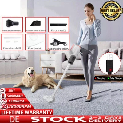 3-in-1 Staubsauger Akku Handstaubsauger kabellos 120W Vacuum Cleaner mit Kabel - Bild 1 von 4