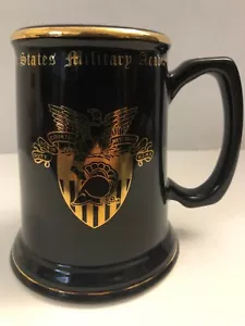 United States Military Academy West Point Black & Gold Beer Stein Mug Glass - Picture 1 of 11