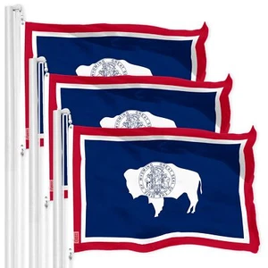 G128 3 Pack: Wyoming WI State Flag 3x5 Ft Printed 150D Poly, Indoor/Outdoor - Picture 1 of 5