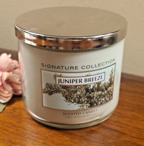 *READ* Bath & Body Works JUNIPER BREEZE 3 Wick Candle 14.5 oz Large Signature - Picture 1 of 9