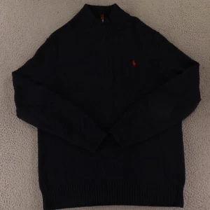 Polo Ralph Lauren Pullover Herren L blau 100% Baumwolle 1/4 Zip Estate Rib Mock Neck - Bild 1 von 10