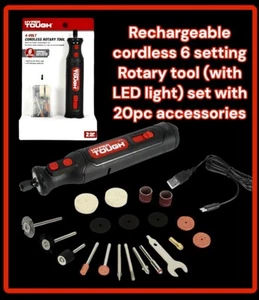 Hyper Tough Cordless Rotary Tool Set With 20pc Accessory Kit Featuring LED light - Picture 1 of 23