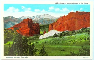 Gateway Garden Of Gods Colorado Springs Postal Vintage Lino Paisaje Viaje - Imagen 1 de 2