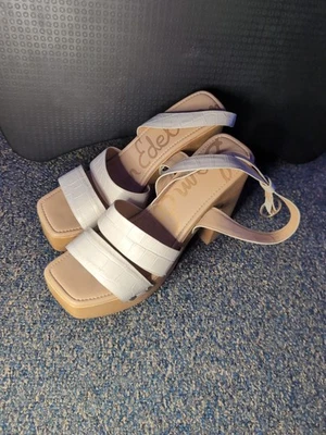 Sam Edelman Rosalind Plataforma Tacón Bloque, Cuero Marfil, Mujer Talla 10 $150 NUEVO Foto 1 de 4