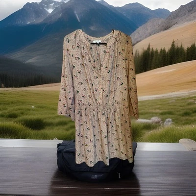 Delia's Pink Floral Dress Women's Size S Semi Sheer Blush Pink Ruched Waist - Image 1 of 4