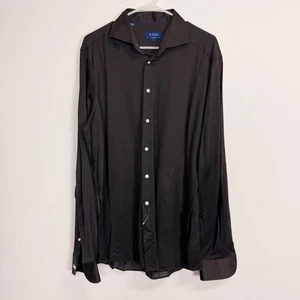 Eton Hemd Herren Large 16,5 schwarz modern gestreift Knopfleiste Kleid Fehler neu ohne Etikett - Bild 1 von 9