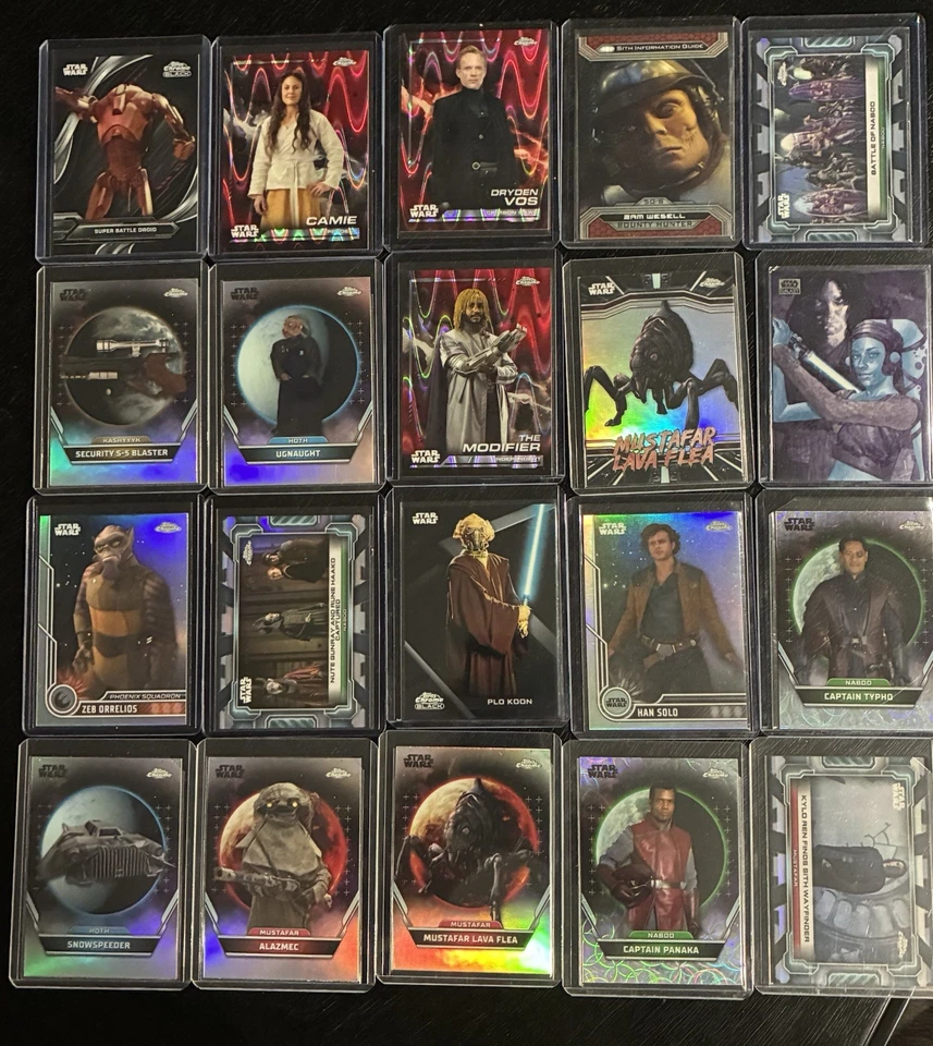 LOTE DE 20 cartas coleccionables Topps de Star Wars TODAS EN CARGADORES SUPERIORES Foto 1 de 4