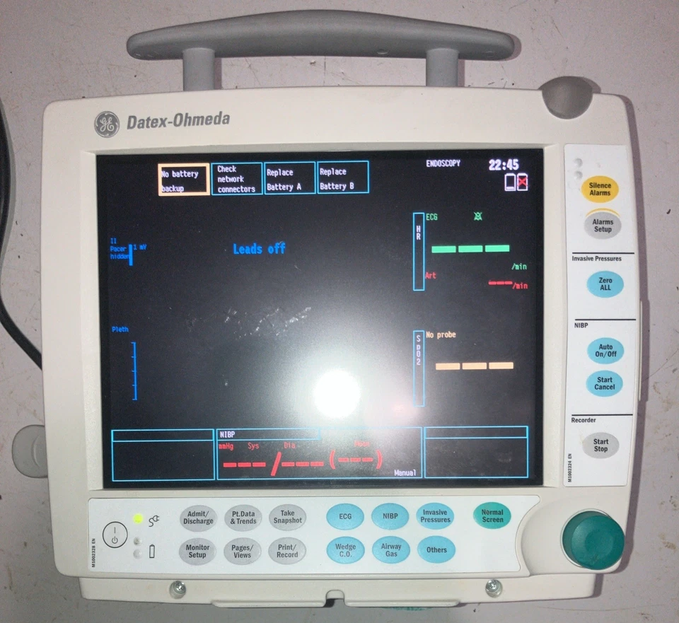 GE Datex Ohmeda S/5 F-FM-01 Patient Monitor With NIBP & Printer TESTED - Image 1 of 3
