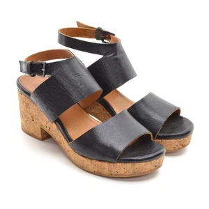 Sandali donna Coclico cinturino alla caviglia zeppa plateau 38/7,5 scarpe pelle nero - Foto 1 di 7
