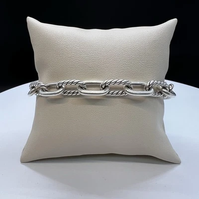 Браслет-цепочка David Yurman из чистого серебра 7,5 дюйма с гладким кабелем - Изображение 1 из 4