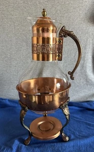 Vintage Princess House Copper and Brass Tea Coffee Carafe Pot with Stand - Picture 1 of 16