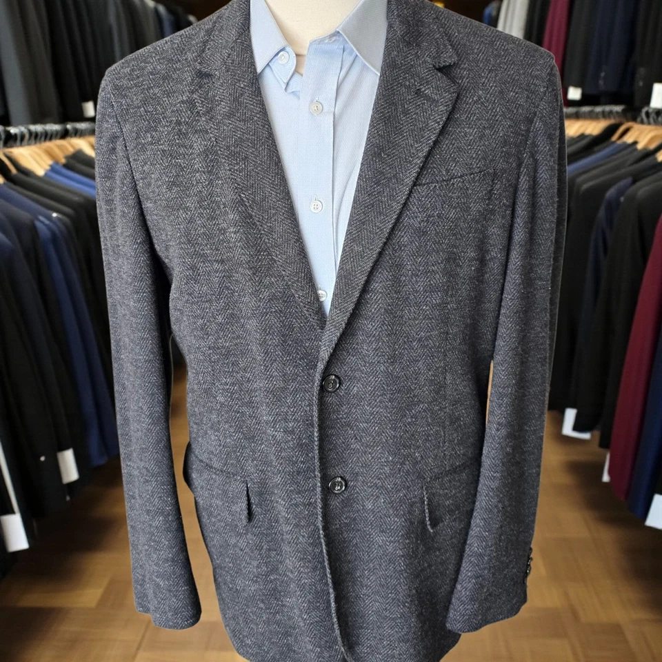 Polo Ralph Lauren Blazer 44r Herringbone 羊毛棉非结构化 XL 双通风口 — 第 1/4 张图片