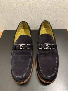 Louis Vuitton Navy Blue Suede Major Slip On Loafers Men Sz 11/45 - Picture 1 of 19