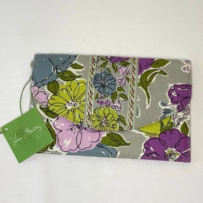 Vera Bradley Travel Wallet Watercolor Gray Floral Slim Flat Clutch NWT - Image 1 of 4