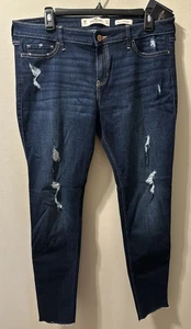 Neu! Hollister Low Rise Super Skinny Distressed Blue Damenjeans 15R W32 - L30 - Bild 1 von 10