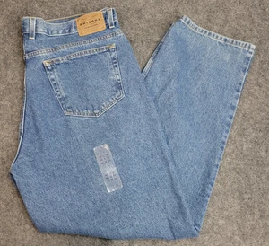Arizona Premium Jeans Mens 42x32 Blue Denim Casual High Rise Loose Straight Leg - Picture 1 of 11