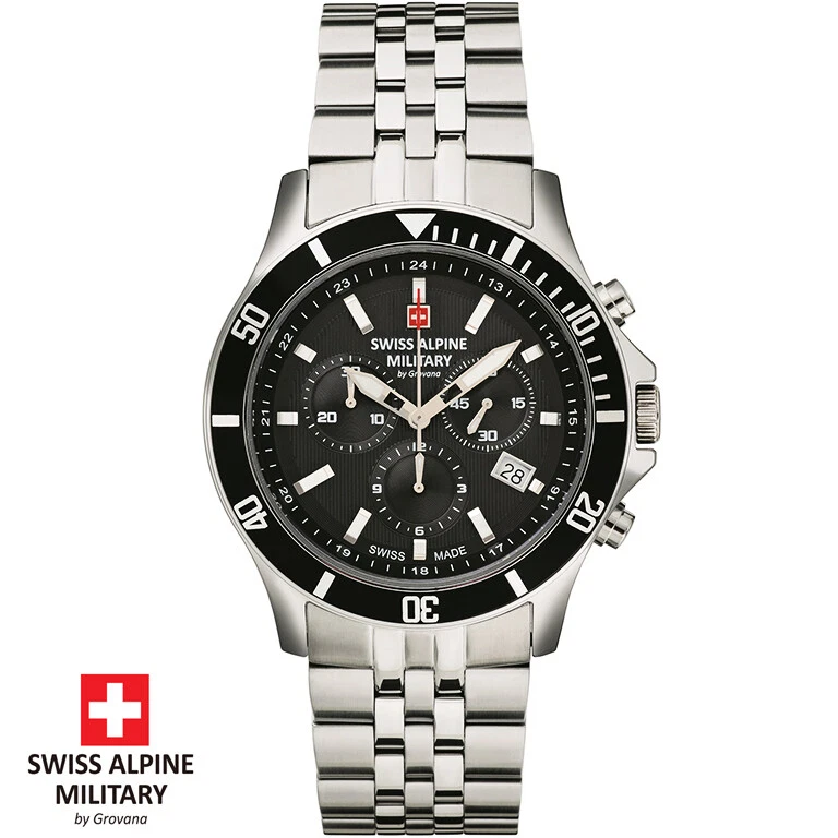 Swiss Alpine Military 7022.9137 Chronograph Mens Watch 42mm 10ATM