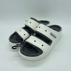 Crocs Women's Classic Cozzzy Lined Sandals Casual Solid White Gray Size 10 - Picture 1 of 6