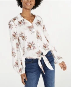 American Rag Floral Long Sleeve Collared Blouse Size S/M - Picture 1 of 5