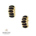 Vintage 14k Yellow Gold 5 Stone Marquise Black Onyx Twisted Rope Stud Earrings