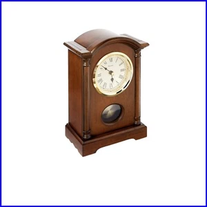 Reloj de mesa tradicional de péndulo de nogal - detalles dorados y melodía de Westminster - Imagen 1 de 6