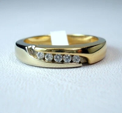 0.15 cttw Natural Diamonds 14KTT White Yellow Gents/Unisex Band Was $1,695 Video - Image 1 of 4