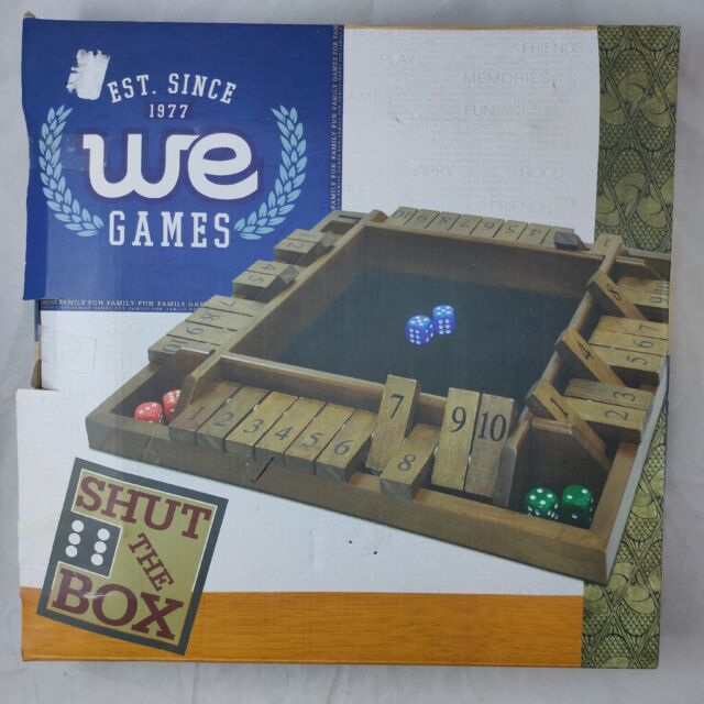 We Games 4 Player Shut The Box Jogo de tabuleiro de dados com tampa -  Madeira manchada de nogueira - Tamanho grande da mesa de centro - 14  polegadas, para o jogo