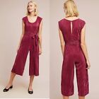 Maeve By Anthropologie Wine Sonata Jumpsuit Size 6 Lined Wide Leg Cropped