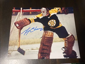 Gerry Cheevers - 8x10 signiertes Foto - Boston Bruins HOF COA Stapel von Plaketten - Bild 1 von 5