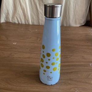 Sip By Swell Stainless Screw Top Water Bottle 15 oz Teal Gold Dots Small Dent - Foto 1 di 8