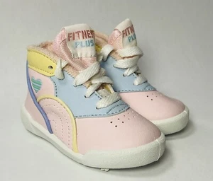 Vintage Pastel Color Block Toddler Sneakers High Tops Fitness Plus sz 3 USA Made - Picture 1 of 8