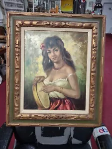 Original Ölleinwand Gemälde signiert? Zigeunerfrau sexy 28""x 24"" Gesamtgröße - Bild 1 von 8
