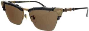 Gafas de sol para mujer Gucci GG0660S 001 con marco negro y dorado/lentes marrones - Imagen 1 de 3
