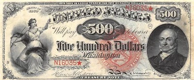 USA  $500  Act. of  3.3.1863  Series  Z-*  Facsimile  Uncirculated Banknote ZD 3 - Image 1 of 2