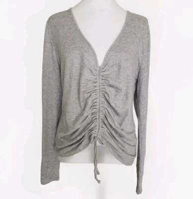 Blusa para mujer Forever 21 cuello en V suéter acanalado talla grande 2X gris Foto 1 de 4