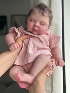 19" Soft Vinyl Reborn Baby Doll Peaches Sleeping Newborn Dolls 3D Skin Painted - Picture 1 of 12